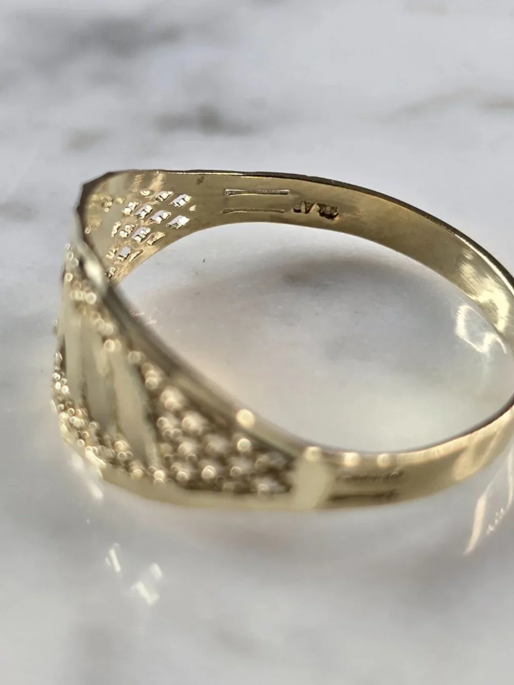 Womens 10K Yellow Gold Modernist Filigree Ring 1.3g E7943
